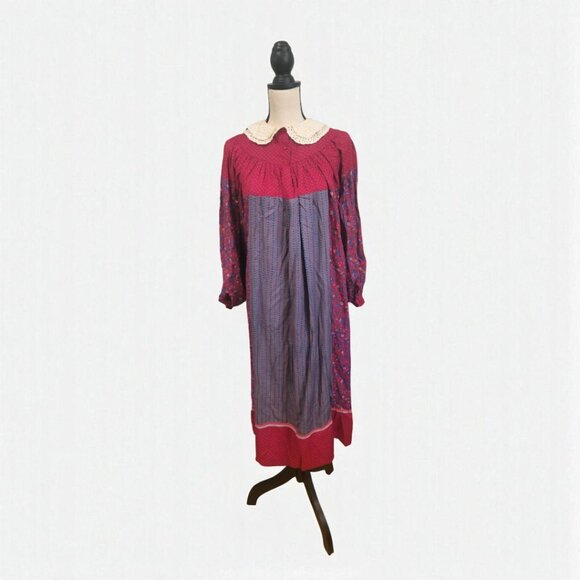 Vintage René Derhy Paris Dress – Size S – Made in India – Boho Prairie Style - Picture 2 of 9